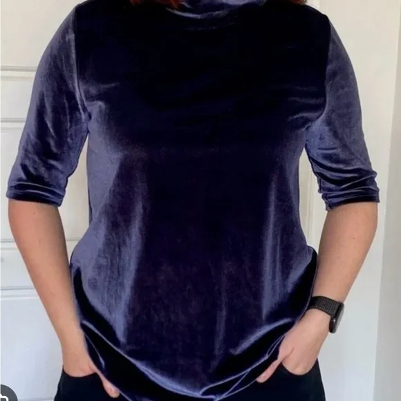 NWT Loft Womens Velvet Blouse Mock Neck
Stretchy Solid blue size:S - Picture 1 of 12